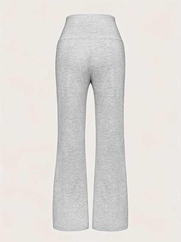 Women's Solid Flare Leg Pants, Casual Comfy Bell Bottom Trousers for Daily Wear, Ladies Bottoms for Summer